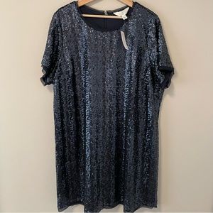 NWT Blue Sequin Addition Elle Shift Dress